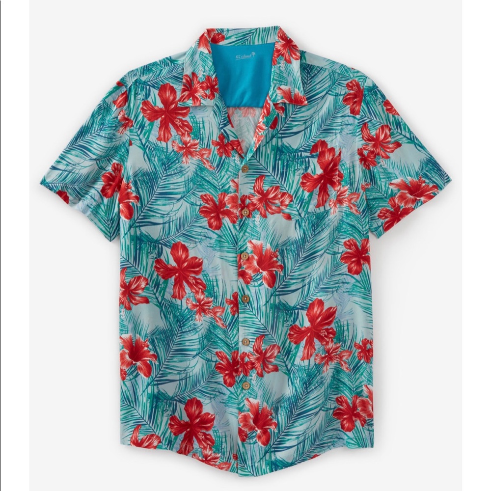 King Size Tropical Shirt Cool Blue Tall Large